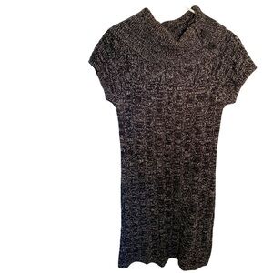 AGB Cowl Neck Sweater Dress Black Gray
